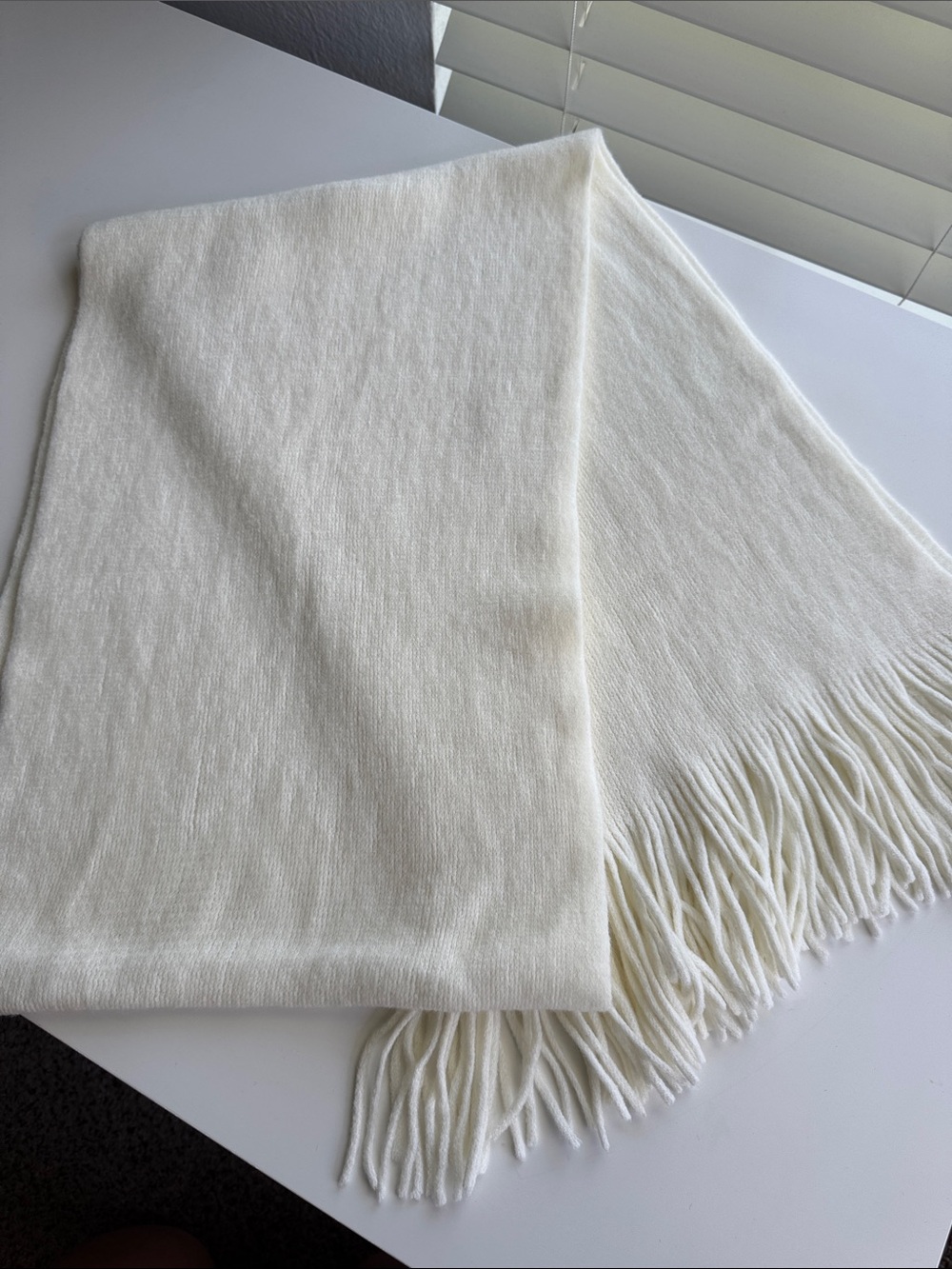 Soft Ivory Fringe Scarf